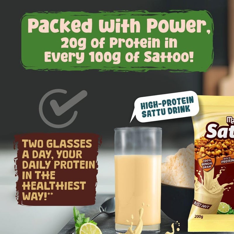 Manna Sattu/Sattoo Drink Mix - 100% Bengal Gram, High Protein & Fibre, 1 Kg (500g x 2 Packs) - Image 4